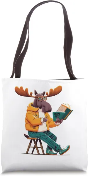Smileteesfunny Funny Moose Reading Moose Joke Book Tote Bag