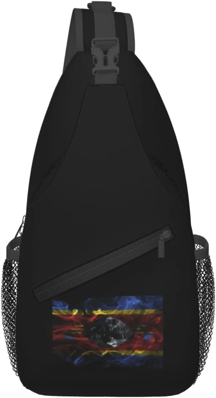Smoke Style Flag Of Eswatini Crossbody Bags For Women Men Chest Backpack Gym Shoulder Bag Travel Outdoor Sports Casual Crossbody Bags