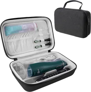 SMYV Water Flosser Travel Case, Portable Cordless Oral Irrigator Travel Organizer with Handle, Hard Eva Storage Bag for Flosser, Electric Toothbrush, Toothpaset and Irrigator Accessories (Black)