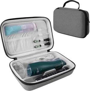 SMYV Water Flosser Travel Case, Portable Cordless Oral Irrigator Travel Organizer with Handle, Hard Eva Storage Bag for Flosser, Electric Toothbrush, Toothpaset and Irrigator Accessories (Grey)