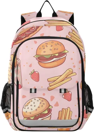 Soda Burger Backpack for Women Men Travel Laptop Daypack Shoulder Bag Book Bag Daypack with Reflective Strip 12.9” × 17.7”