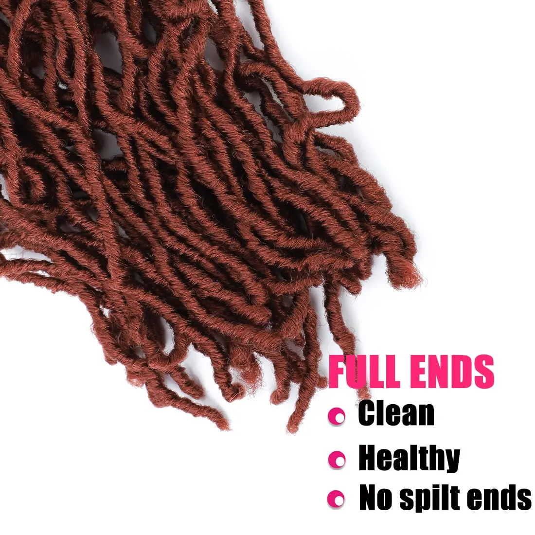Soft Locs Crochet Hair 18 Inch Faux Locs Crochet Hair 6 Packs Pre Looped Copper Red Color Synthetic Hair Extension for Women (18Inch, 350#)
