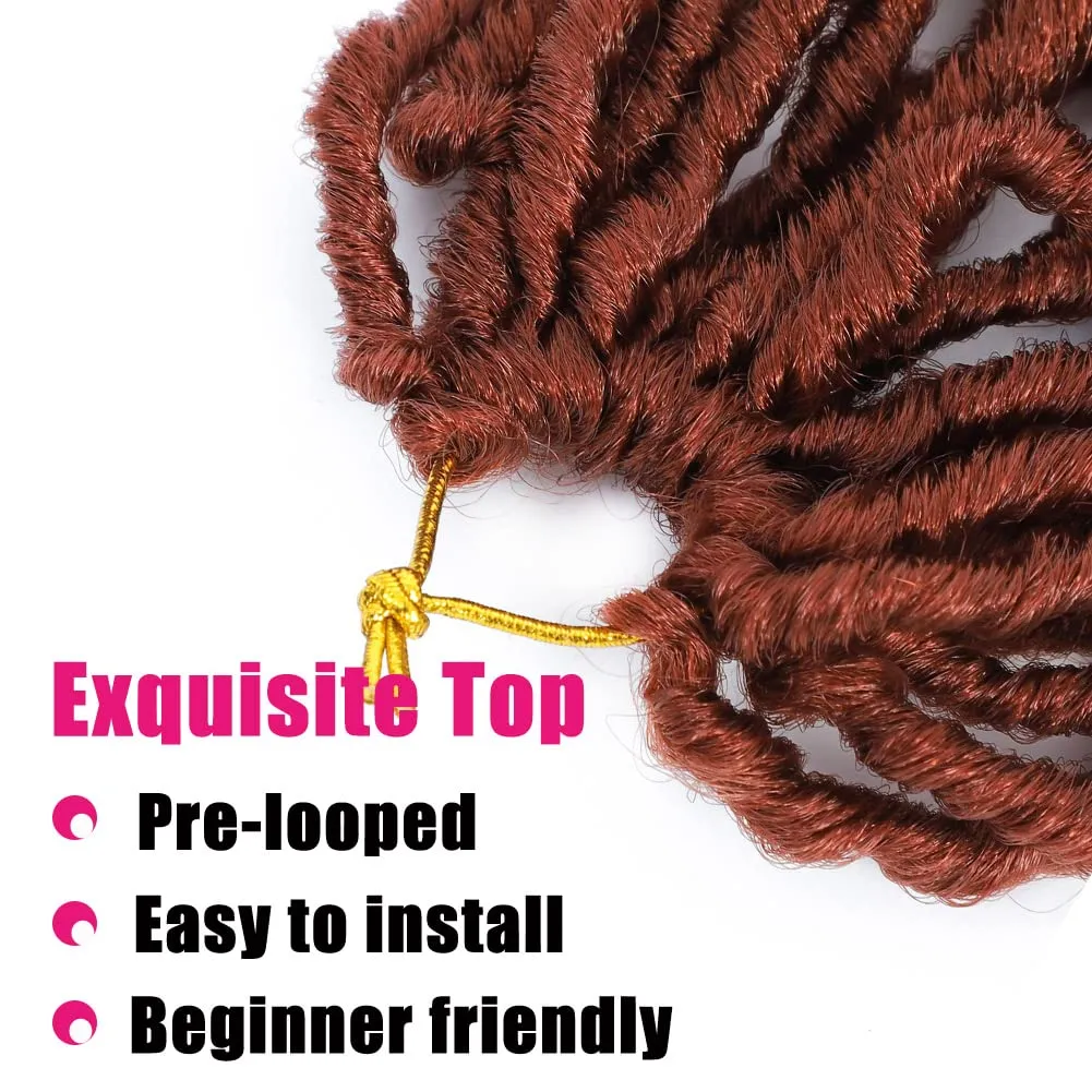 Soft Locs Crochet Hair 18 Inch Faux Locs Crochet Hair 6 Packs Pre Looped Copper Red Color Synthetic Hair Extension for Women (18Inch, 350#)