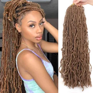 Soft Locs Crochet Hair 18Inch 6 Packs Faux Locs Crochet Hair Pre Looped Gold Brown Color Synthetic Hair Extension for Women(18Inch 6packs, 27#)