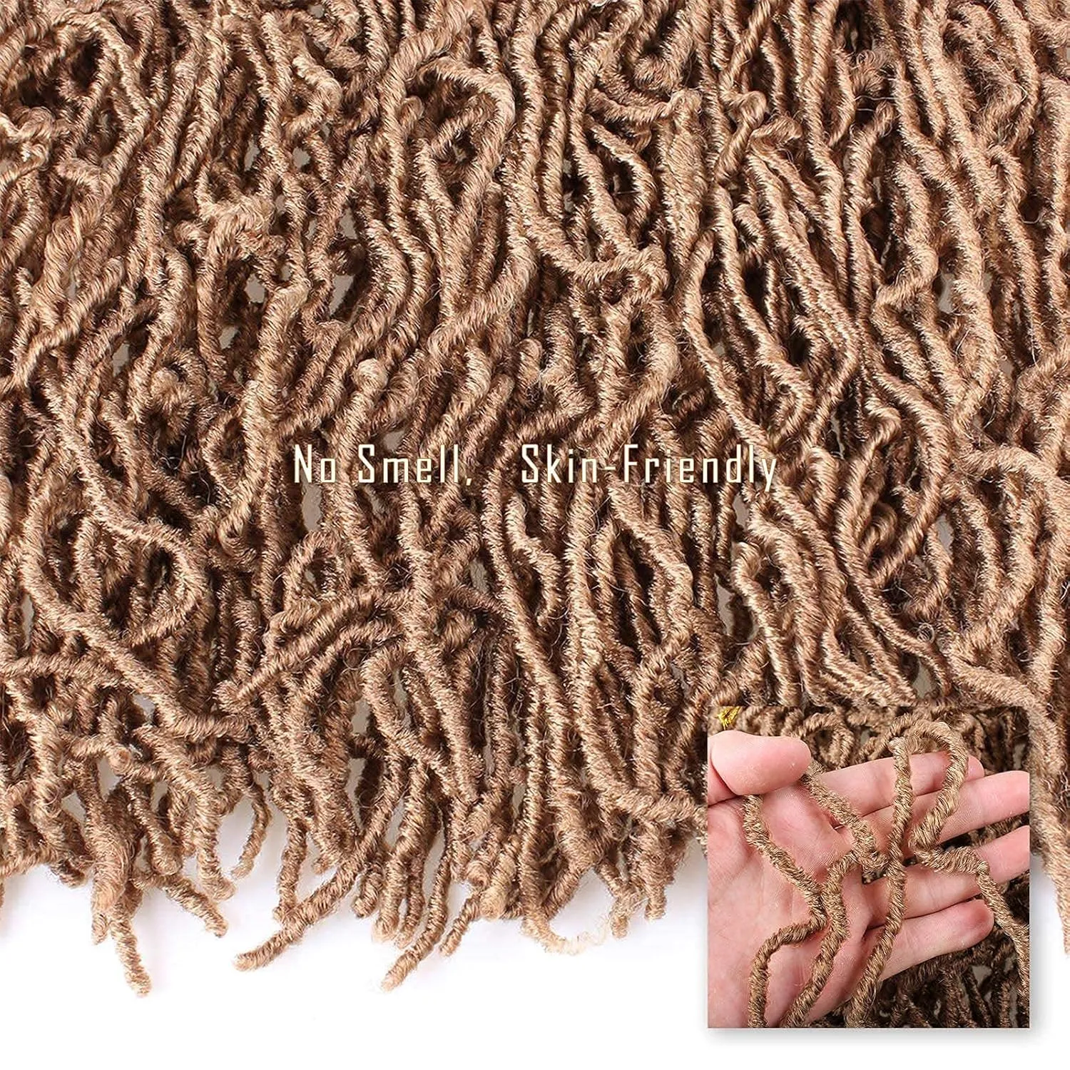 Soft Locs Crochet Hair 18Inch 6 Packs Faux Locs Crochet Hair Pre Looped Gold Brown Color Synthetic Hair Extension for Women(18Inch 6packs, 27#)