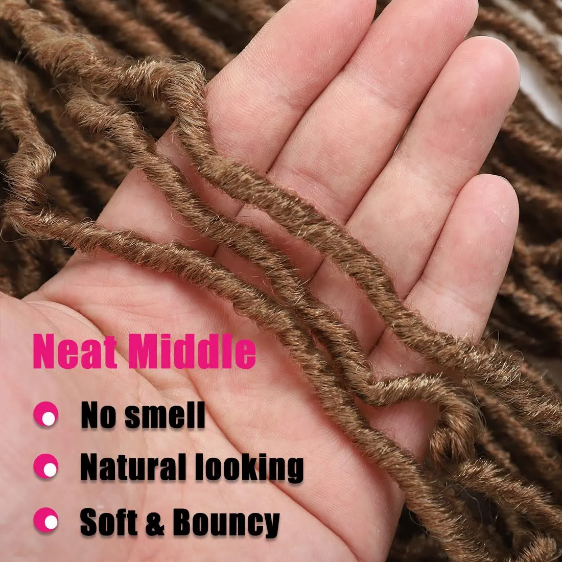 Soft Locs Crochet Hair 18Inch 6 Packs Faux Locs Crochet Hair Pre Looped Gold Brown Color Synthetic Hair Extension for Women(18Inch 6packs, 27#)