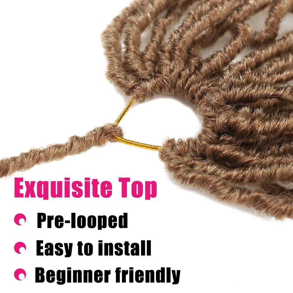 Soft Locs Crochet Hair 18Inch 6 Packs Faux Locs Crochet Hair Pre Looped Gold Brown Color Synthetic Hair Extension for Women(18Inch 6packs, 27#)