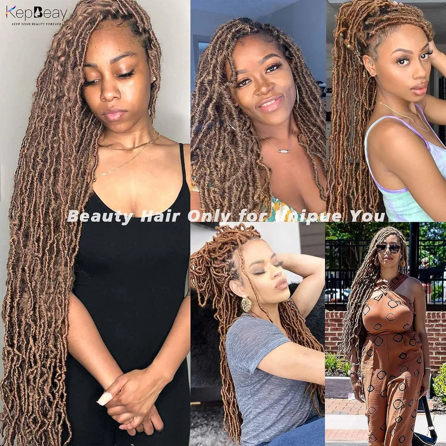 Soft Locs Crochet Hair 18Inch 6 Packs Faux Locs Crochet Hair Pre Looped Gold Brown Color Synthetic Hair Extension for Women(18Inch 6packs, 27#)