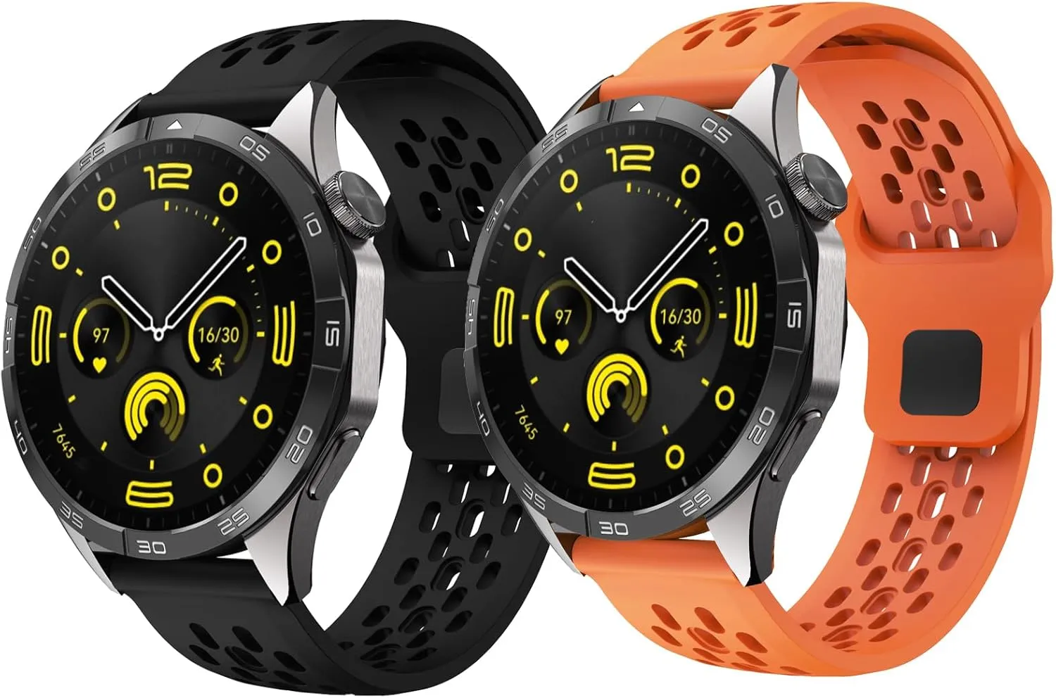 Soft Silicone Watch Bands 22mm 20mm 19mm 18mm, Breathable Sweatproof Sport Watch Straps with Quick Release for Women & Men (2 Packs)