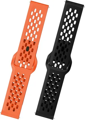 Soft Silicone Watch Bands 22mm 20mm 19mm 18mm, Breathable Sweatproof Sport Watch Straps with Quick Release for Women & Men (2 Packs)