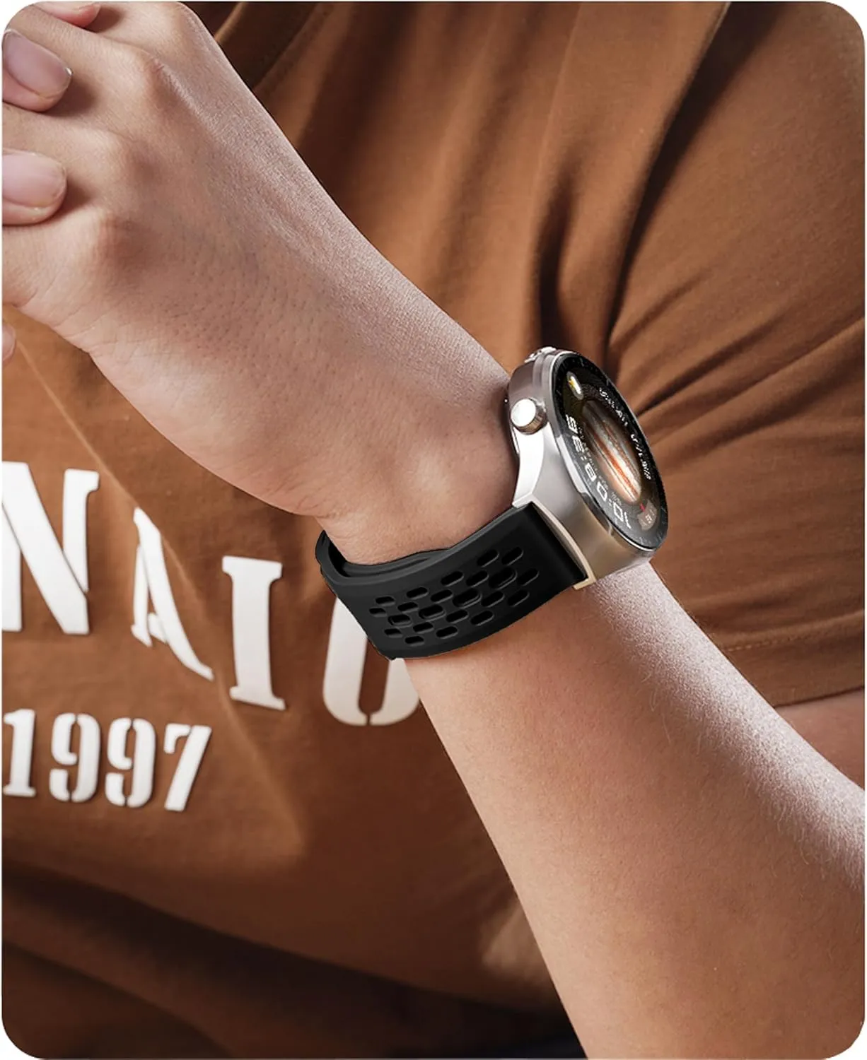 Soft Silicone Watch Bands 22mm 20mm 19mm 18mm, Breathable Sweatproof Sport Watch Straps with Quick Release for Women & Men (2 Packs)