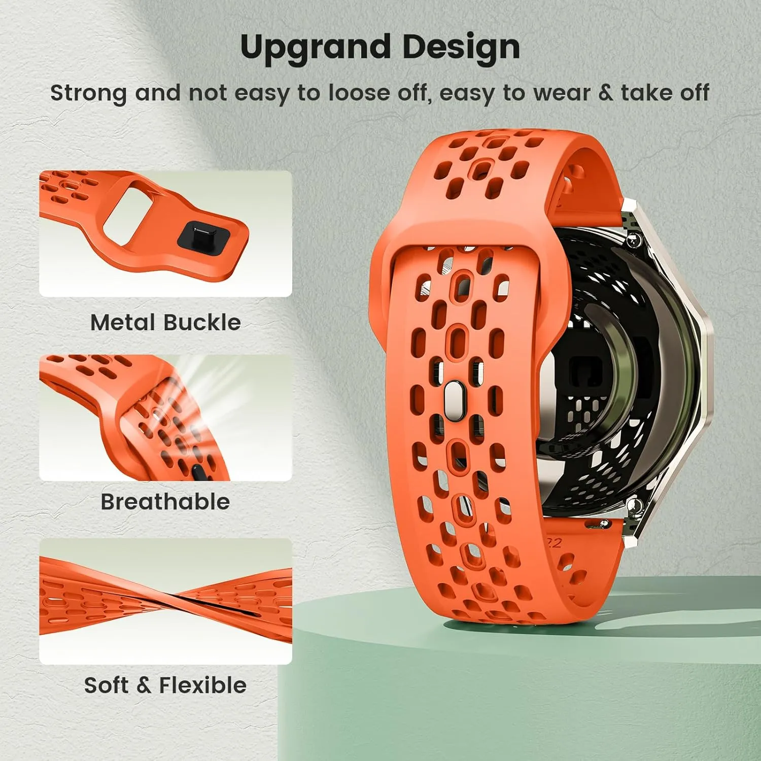 Soft Silicone Watch Bands 22mm 20mm 19mm 18mm, Breathable Sweatproof Sport Watch Straps with Quick Release for Women & Men (2 Packs)
