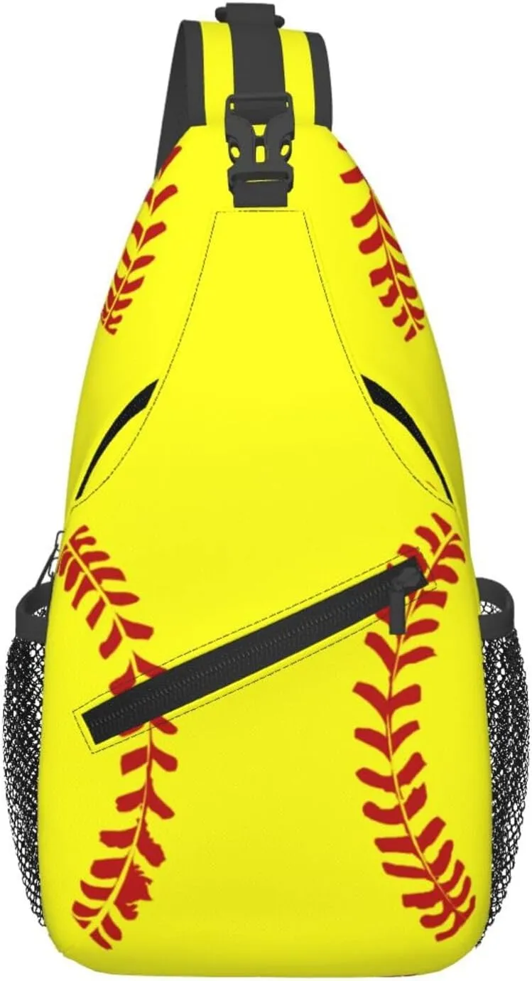 Softball Sling Backpack Crossbody Shoulder Bag Chest Purse for Men Women A