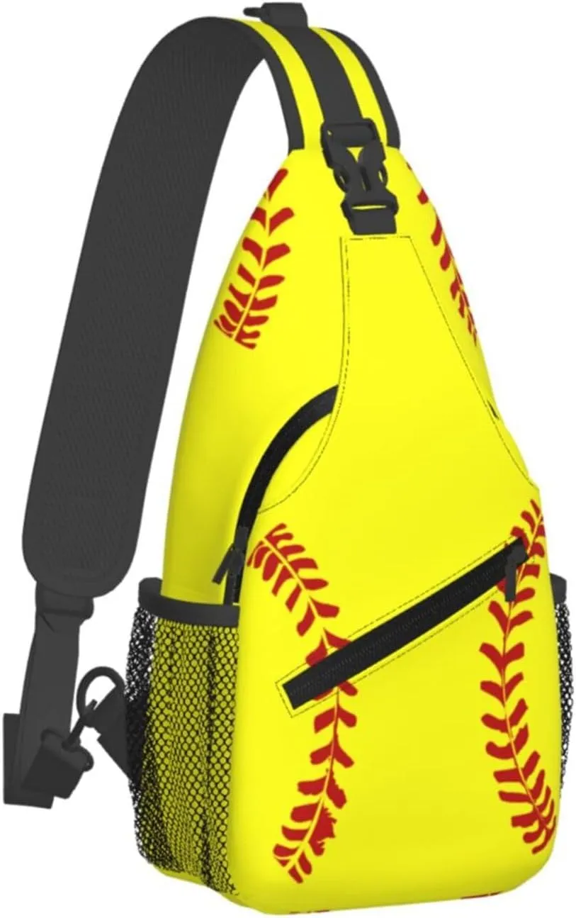 Softball Sling Backpack Crossbody Shoulder Bag Chest Purse for Men Women A