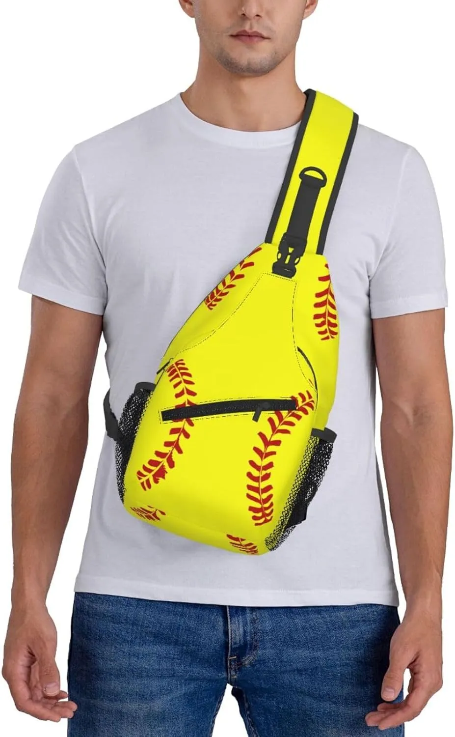Softball Sling Backpack Crossbody Shoulder Bag Chest Purse for Men Women A