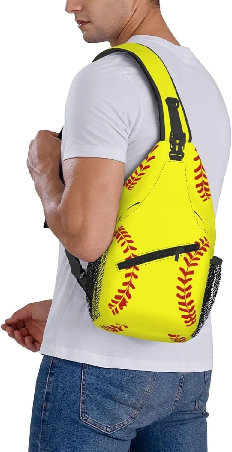 Softball Sling Backpack Crossbody Shoulder Bag Chest Purse for Men Women A