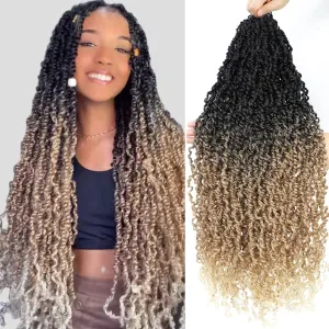 SOKU Majesty Twist Crochet Hair 20" - 8 Packs Pre Twisted Mini Passion Twist Crochet Hair Ombre Blonde Senegalese Twist Synthetic Braiding Extensions for Black Women Pre-looped