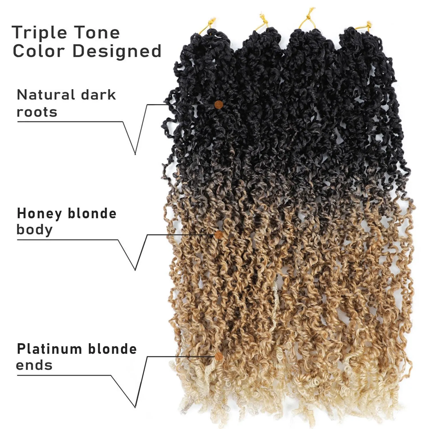 SOKU Majesty Twist Crochet Hair 20" - 8 Packs Pre Twisted Mini Passion Twist Crochet Hair Ombre Blonde Senegalese Twist Synthetic Braiding Extensions for Black Women Pre-looped