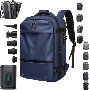 SpaceVac Backpack, Space Vac Travel Vacuum Bags, 60l Expandable Backpack, Water Resistant, Anti Theft, with Electric Air Pump (Classic-Blue)