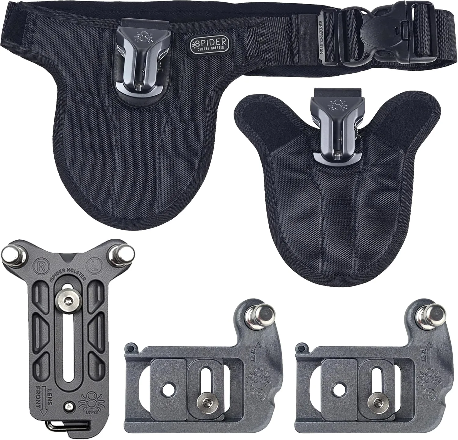 Spider Holster – SpiderPro Mirrorless Dual Camera System v2 for Carrying Two Professional Cameras and Heavy Gear Featuring Belt with Built-in Self-Locking Camera Holsters for Quick-Draw Camera Access