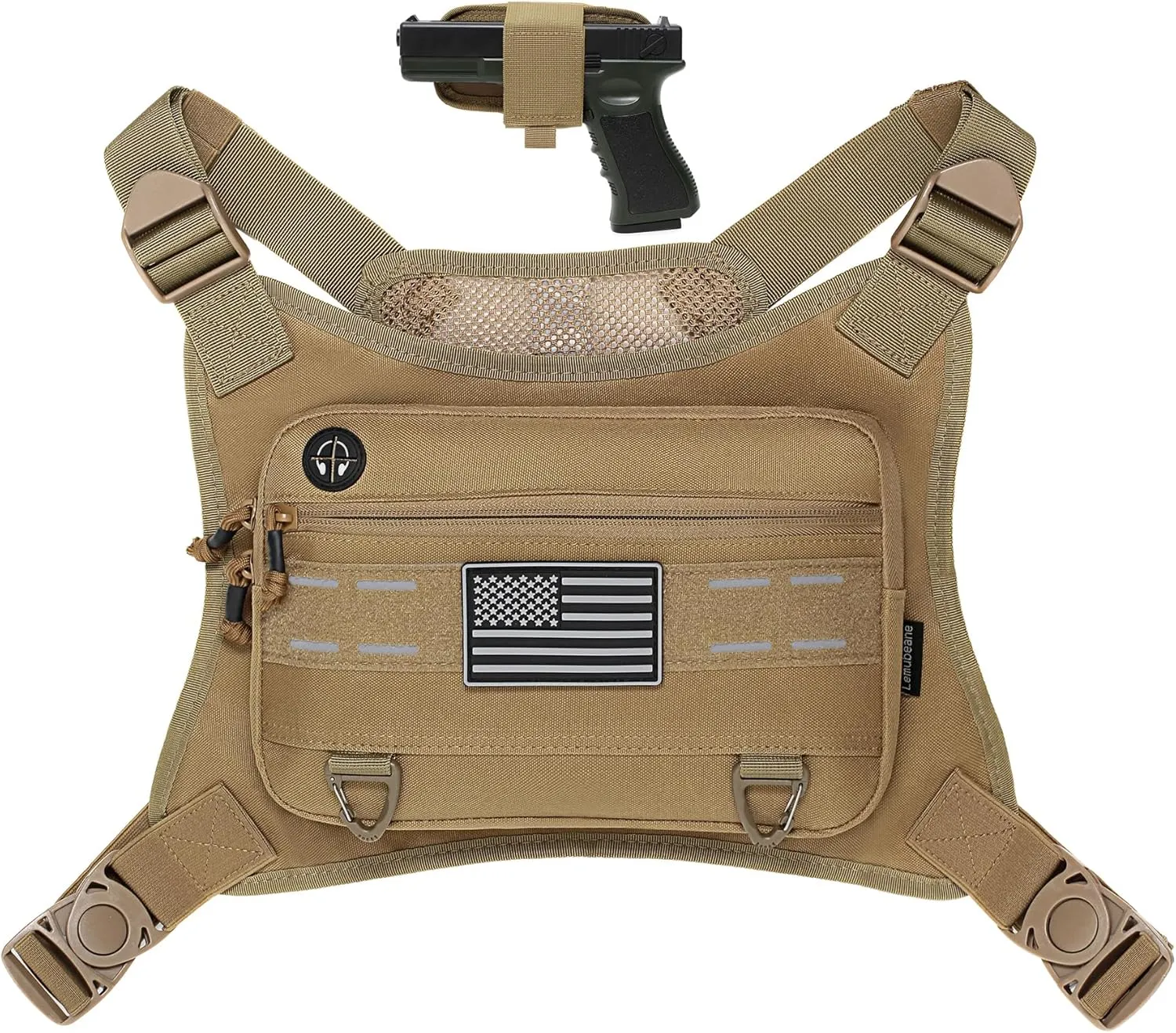 Sports Chest Pack for Men Front Chest Bag Fits Most Pistols Chest Pouch Harness for Running, Hiking, Workouts