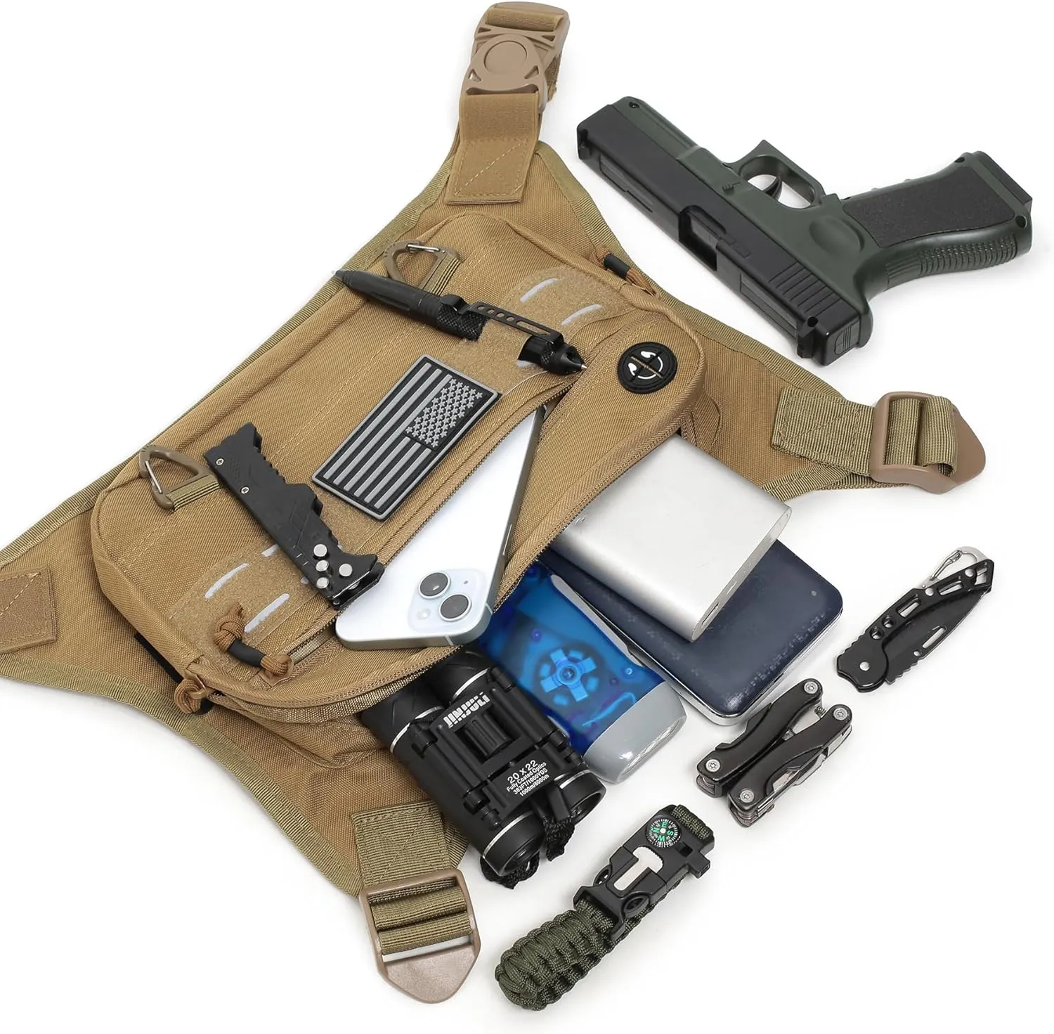 Sports Chest Pack for Men Front Chest Bag Fits Most Pistols Chest Pouch Harness for Running, Hiking, Workouts