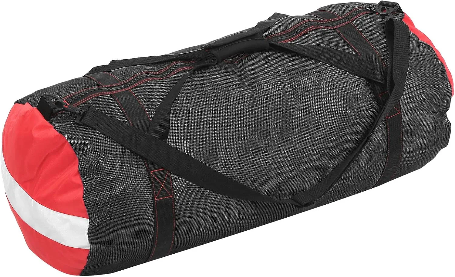 Sports Duffle Bag, Large Mesh Dive Beach Bags and Totes with Shoulder Strap for Scuba Diving and Snorkeling Gear & Equipment, Wet Swimming, Travel, and Gym Workout (Black)