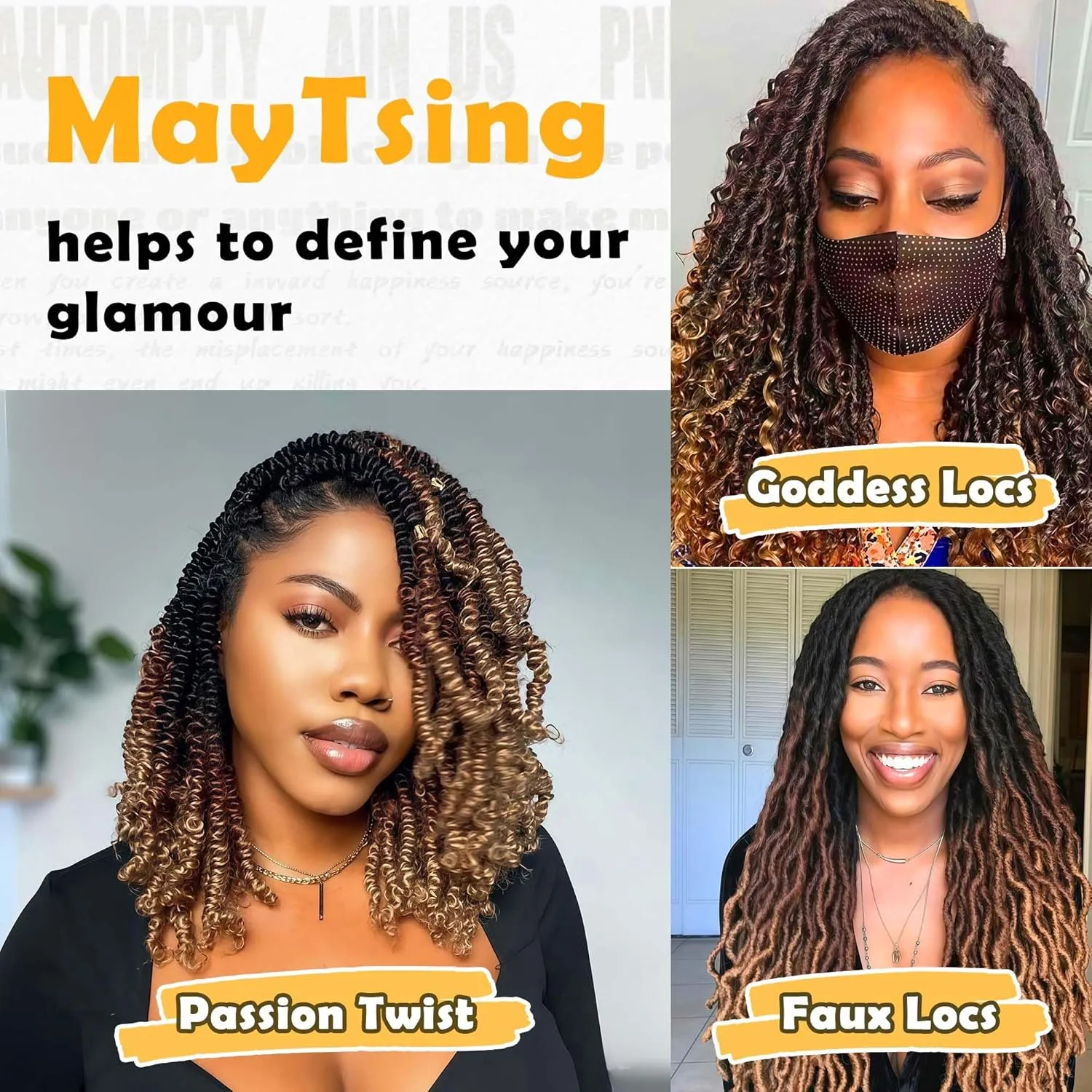 Spring Twist Bulk Human Hair for Crochet, Spring Twists, Passion Twists, Butterfly Locs and Mini Twists, 100% Afro Kinkys Bulk Human Hair Ombre Color (#30/1b/#30, 50g) (#30/1b/#30, 18 inches)