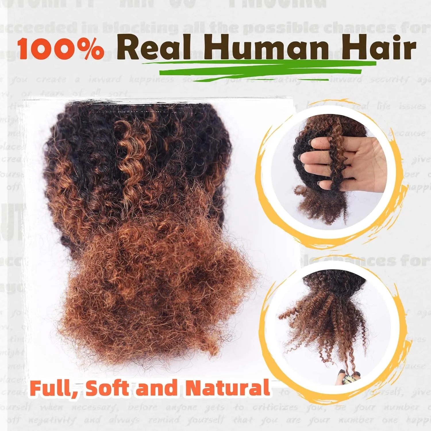 Spring Twist Bulk Human Hair for Crochet, Spring Twists, Passion Twists, Butterfly Locs and Mini Twists, 100% Afro Kinkys Bulk Human Hair Ombre Color (#30/1b/#30, 50g) (#30/1b/#30, 18 inches)