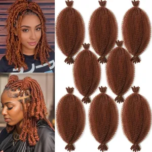 Springy Afro Twist Hair 12inch Marley Twist Braiding Hair 8 Packs Pre Fluffed Ginger Color Wrapping Hair for Soft Locs Kinky Curly Crochet Hair Extensions
