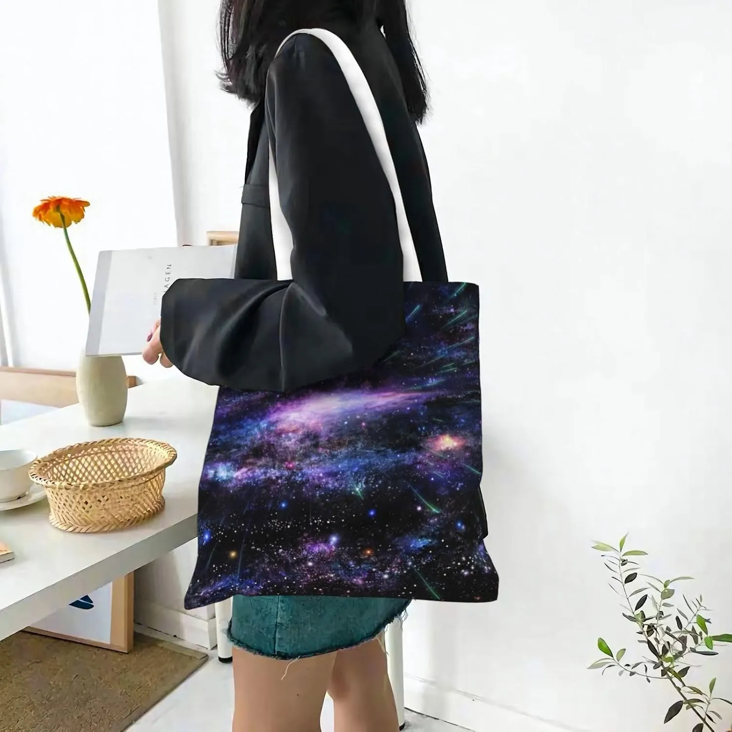 Starry Sky Wallpaper Tote Bag Reusable Shoulder Tote Bag For Women Lady Vacation, Shopping, Work