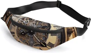 Steampunk Clock Belt Bag with Adjustable Strap, Lightweight Travel Crossbody Bags, Hands-Free Mini Fanny Packs in Running Gym