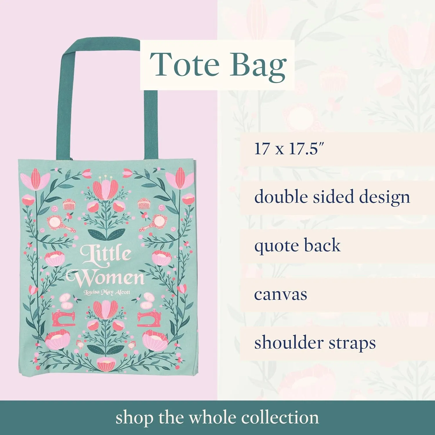 Steel Mill & Co Cute Canvas Tote Bag for Book Lovers, Bookish Reusable/Foldable Bag for Work/Groceries