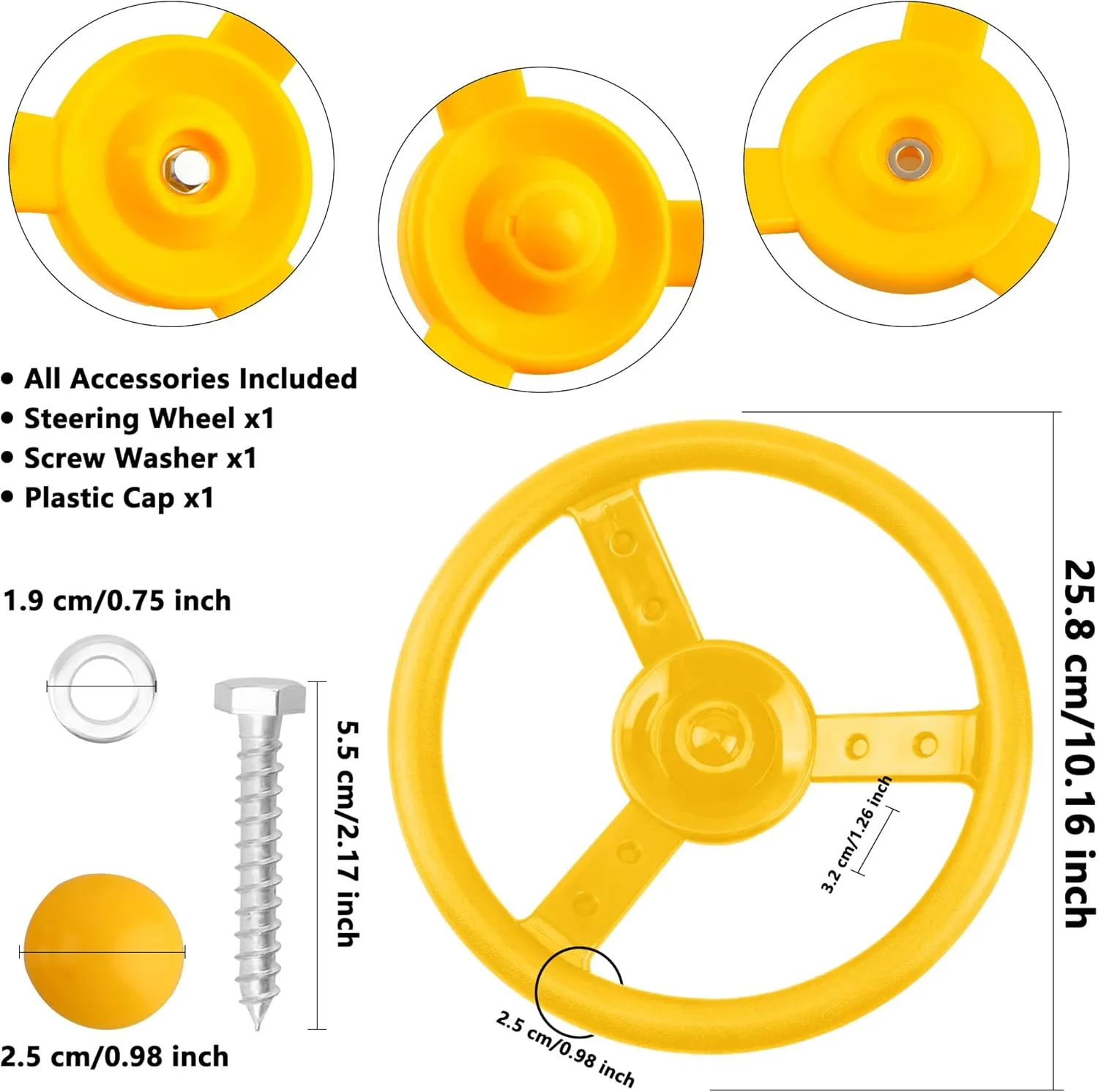 Steering Wheel Playset Plastic Swingset - Pirate Ship Wheel Accessories for Kids - Outdoor Garden Backyard Playroom Tree House Playground (Yellow, Purple, Red, Pink, 4)