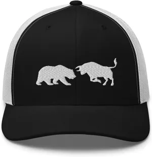 Stock Forex Crypto Day Trader Bull Bear Market Embroidered Trucker Cap Hat