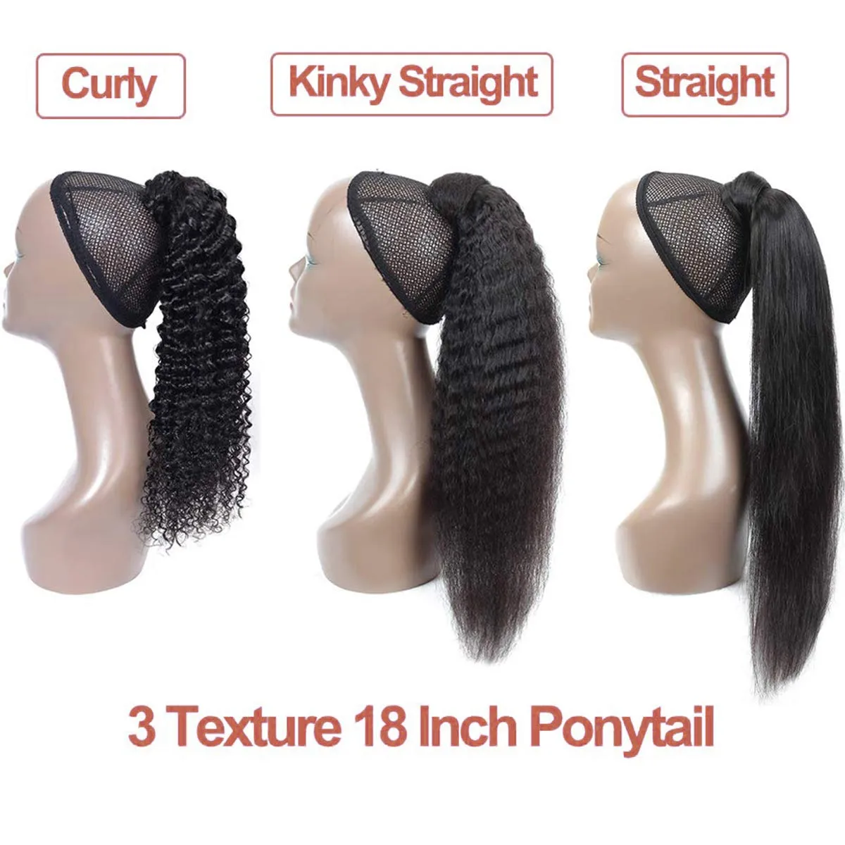 Straight Human Hair Ponytail Clip in Extensions 100% Unprocessed Brazilian Hair Magic Strap Wrap Around Ponytails Straight Human Hair Natural Color 16 Inch