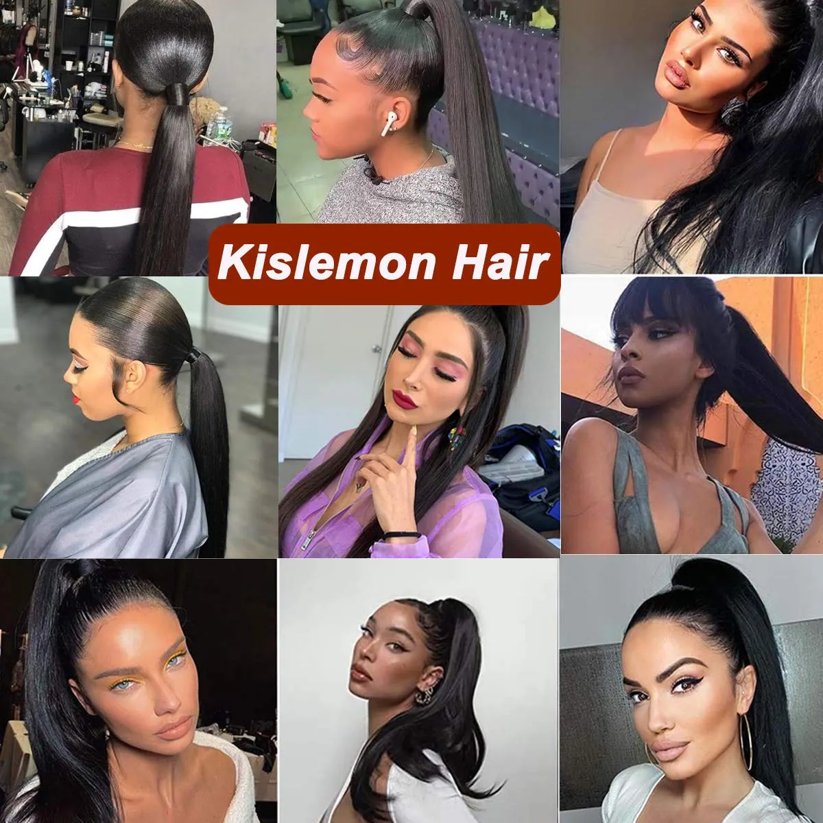 Straight Human Hair Ponytail Clip in Extensions 100% Unprocessed Brazilian Hair Magic Strap Wrap Around Ponytails Straight Human Hair Natural Color 16 Inch