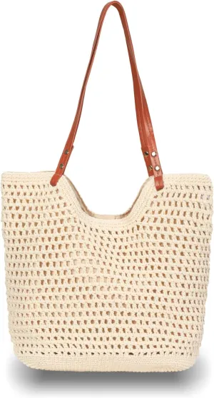 Straw Bags For Women | Travel Straw Handbag Totes Bag | Fashion Woven Summer Handmade Shoulder Bag