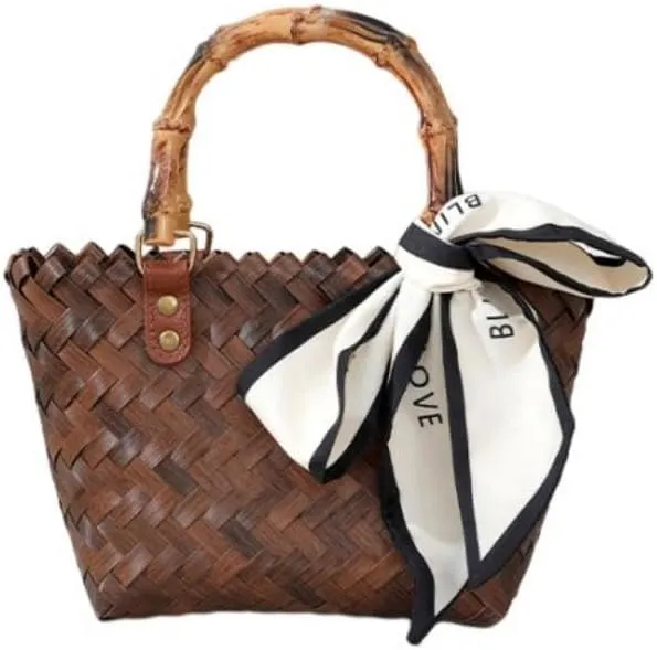 Straw Woven Tote Bag for Women Summer Beach Handbag Market Shopping Holiday Travel Shoulder Bag