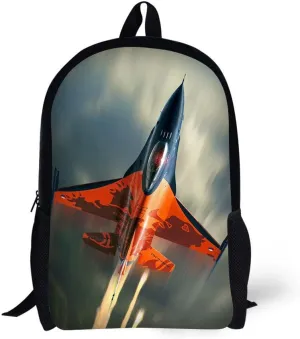 Students Backpack,17" Book Bag 3D Airplane Print for Teen Boys Kids