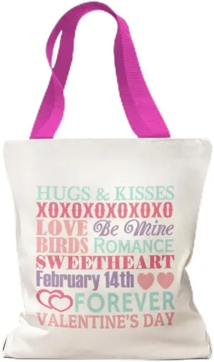 Style In Print Canvas Tote Reusable Shopping Bag Hugs Kisses Love Mine Romance February 14Th Valentine's Day Hugs