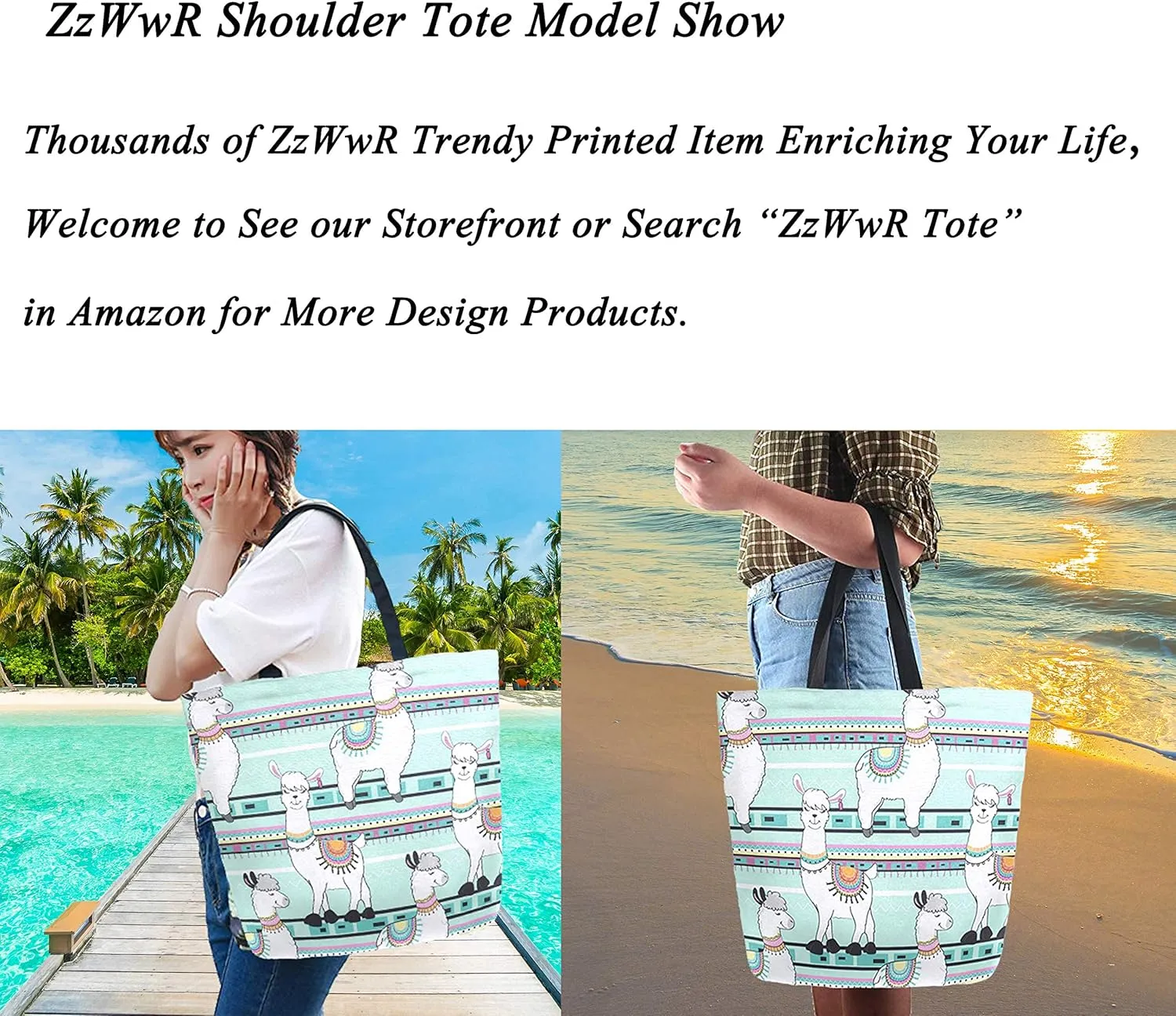 Stylish Cute Pattern Extra Large Shoulder Tote Bag for Beach Travel Weekender Gym Grocery Shopping