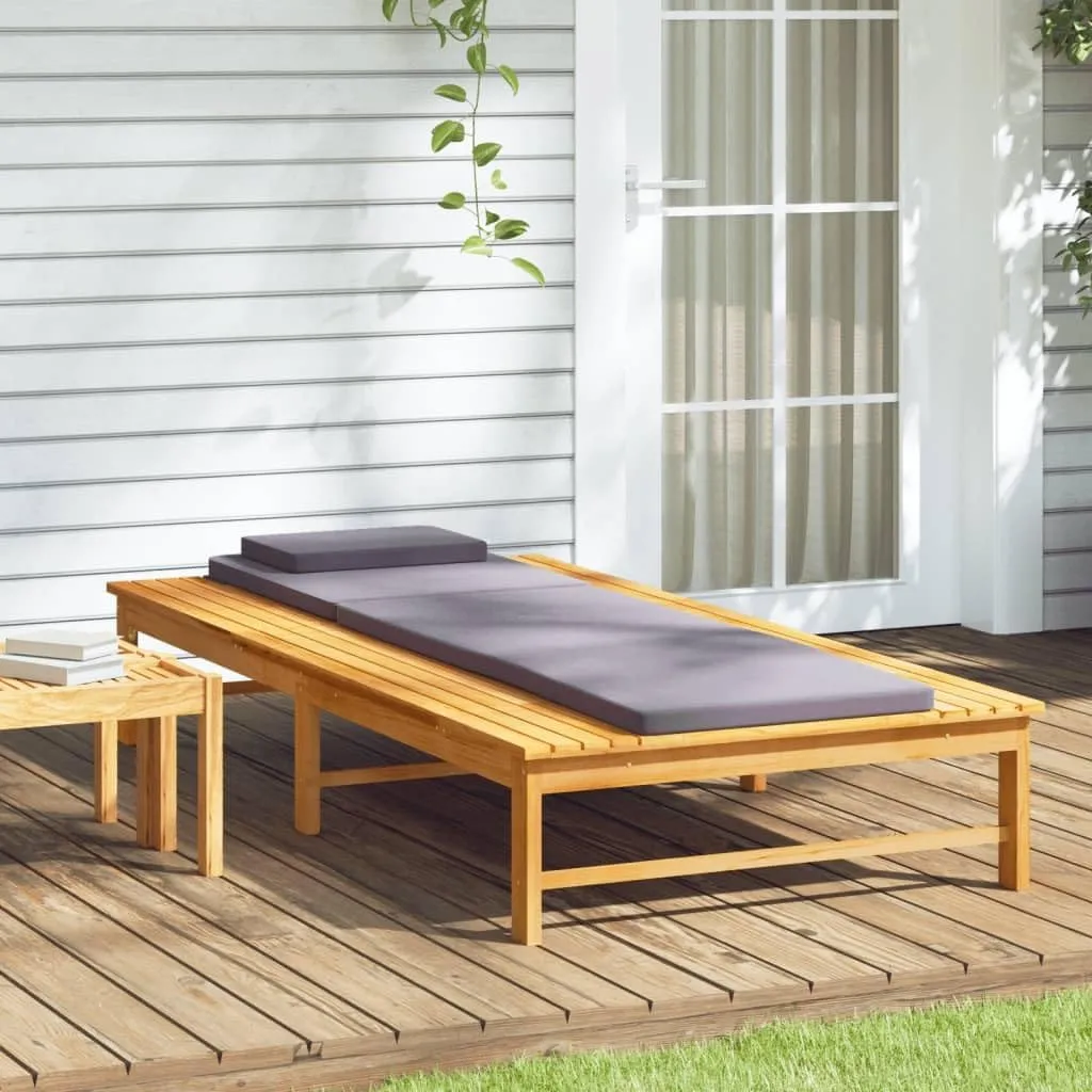 Sun Lounger with Dark Gray Cushion and Pillow Solid Wood Acaciatanning Chair Camping Chairs Patio Chairs Recliner chairSuitable for Gardens, courtyards