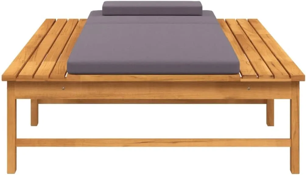 Sun Lounger with Dark Gray Cushion and Pillow Solid Wood Acaciatanning Chair Camping Chairs Patio Chairs Recliner chairSuitable for Gardens, courtyards