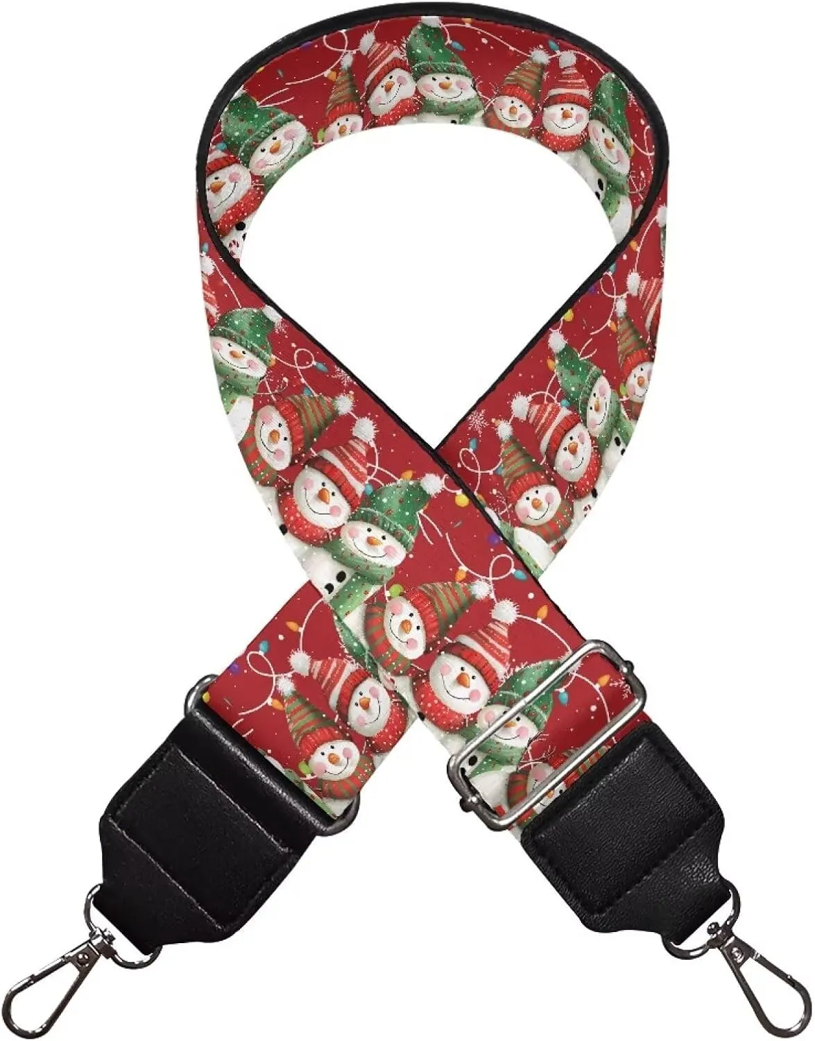 Suobstales Christmas Snowman Bulb Print Women's Crossbody Bag with Guitar Strap Adjustable Handbag Purse Shoulder Belt Wide for Handbag