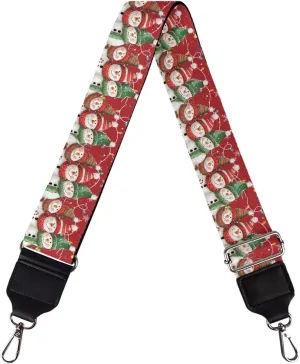 Suobstales Christmas Snowman Bulb Print Women's Crossbody Bag with Guitar Strap Adjustable Handbag Purse Shoulder Belt Wide for Handbag