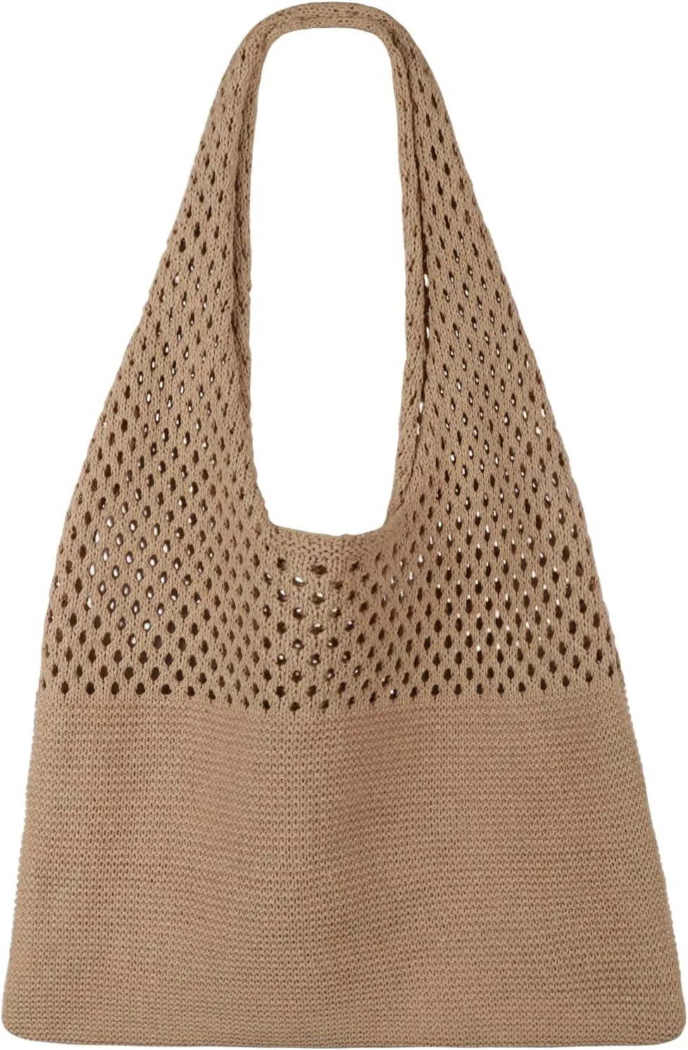 SUOSDEY Crochet Mesh Beach Tote Bag, Knit Summer Vacation Aesthetic Boho Tote Bag for Women