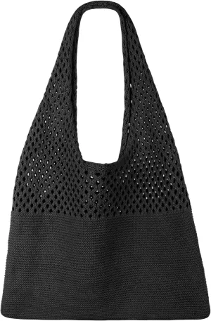 SUOSDEY Crochet Mesh Beach Tote Bag, Knit Summer Vacation Aesthetic Boho Tote Bag for Women