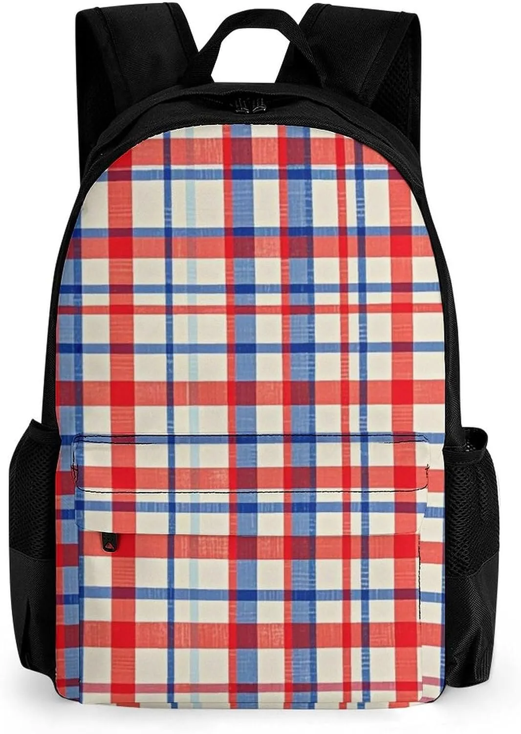 Supdreamc Men Women Lightweight Red Scottish Tartan Plaid Art Backpack Large Capacity Carry On Bag With Padded Straps for Sports Work Walking Cycling