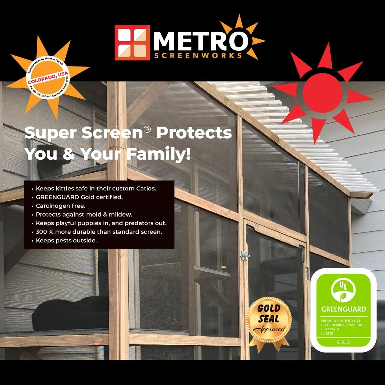 Super Screen 17/14 - (72 in x 50 ft) - Weather & Pet Proof Screen - Clear View Porch & Patio Screen - Durable Pet Screen Mesh Roll - Window Screen Replacement Bug Mesh - Dog & Cat Proof Screen